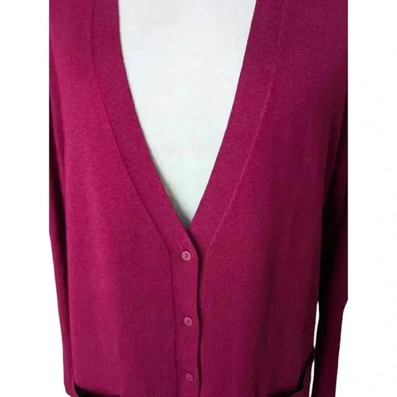 New Monroe & Main Large Red Wine Tunic Long Sleeve cardigan Sweater Button Up - Picture 2 of 6